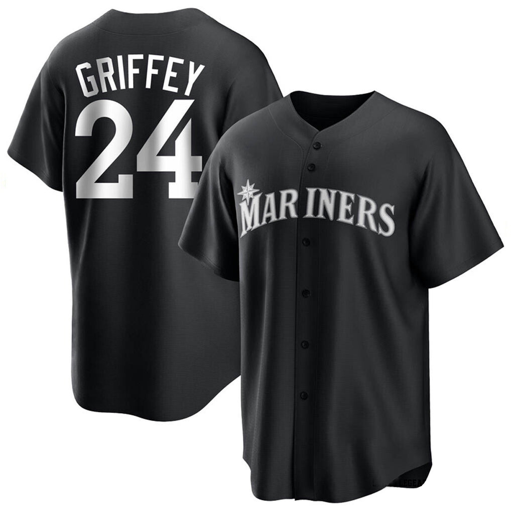 Silnrao S.Mariners #24 Ken Griffey Jr Player Black Home Limited Stitched Jerseys