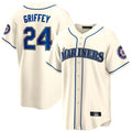 Silnrao S.Mariners #24 Ken Griffey Jr Player Cream Cooperstown Home Limited Stitched Jerseys