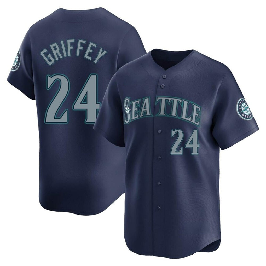 Silnrao S.Mariners #24 Ken Griffey Jr Player Navy Home Limited Stitched Jerseys