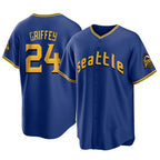 Silnrao S.Mariners #24 Ken Griffey Jr Player Royal City Connect Home Game Stitched Jerseys