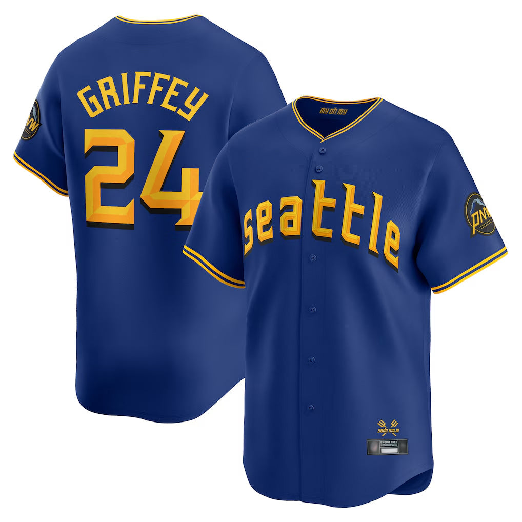 Silnrao S.Mariners #24 Ken Griffey Jr Player Royal City Connect Home Limited Stitched Jerseys