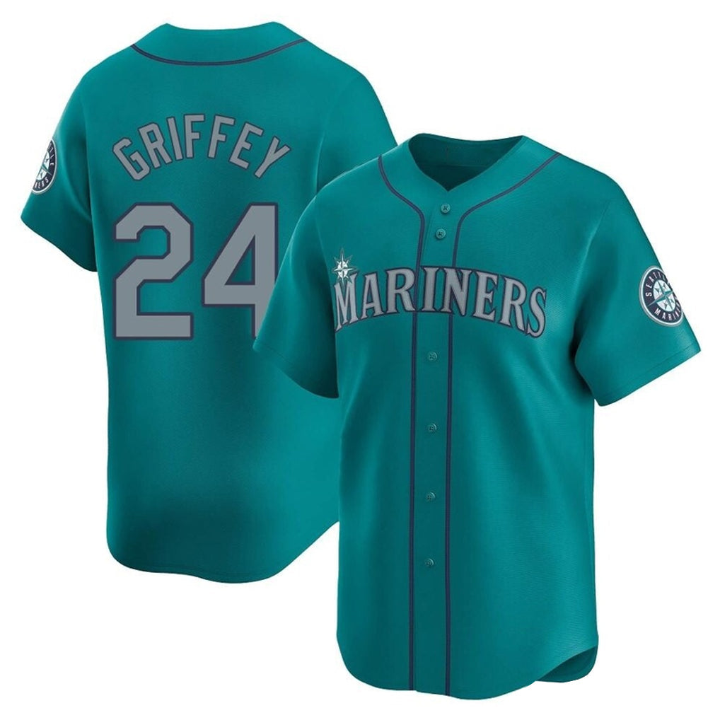Silnrao S.Mariners #24 Ken Griffey Jr Player Teal Home Limited Stitched Jerseys