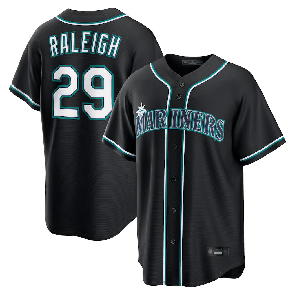 Silnrao S.Mariners #29 Cal Raleigh Player Black Fashion Home Limited Stitched Jerseys