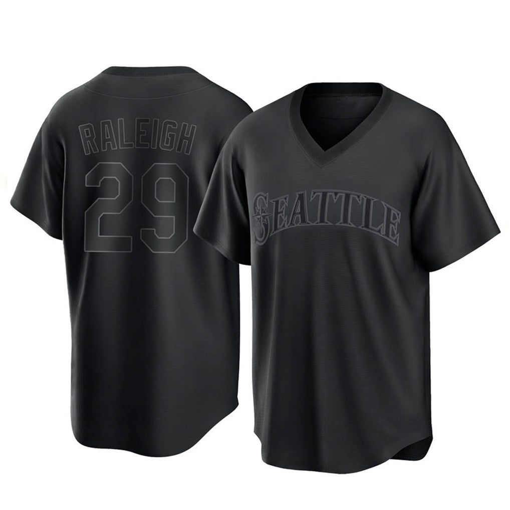 Silnrao S.Mariners #29 Cal Raleigh Player Black Replica Fashion T-shirt Stitched Jerseys
