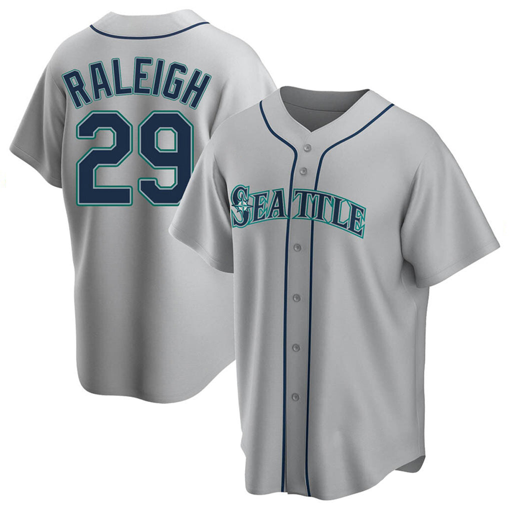 Silnrao S.Mariners #29 Cal Raleigh Player Gray Home Game Stitched Jerseys