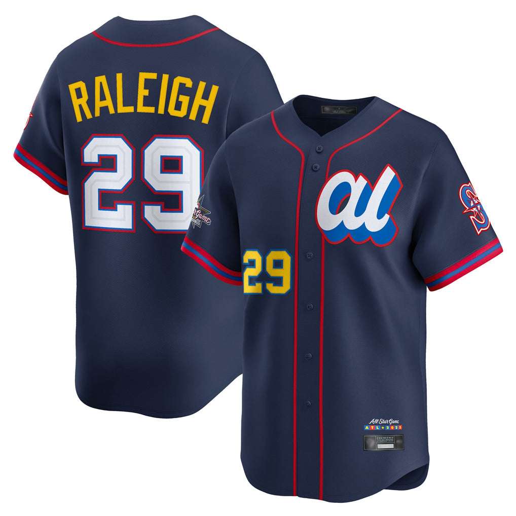 Silnrao S.Mariners #29 Cal Raleigh Player Navy American League All-Star Edition Limited Stitched Jerseys