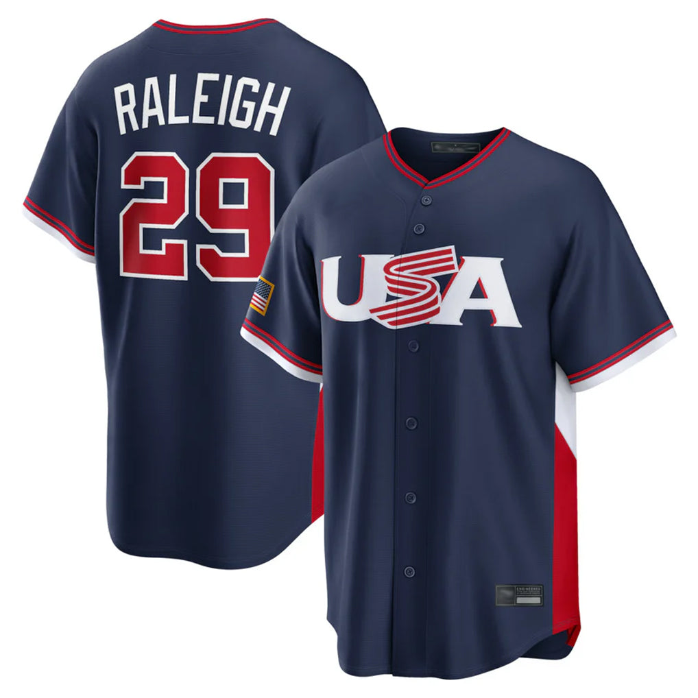 Silnrao S.Mariners #29 Cal Raleigh Player Navy USA 2026 World Classic Game Stitched Jerseys
