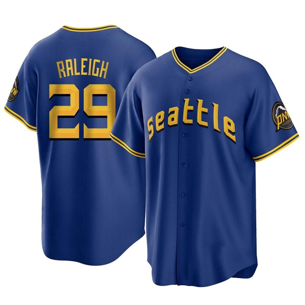 Silnrao S.Mariners #29 Cal Raleigh Player Royal City Connect Home Game Stitched Jerseys