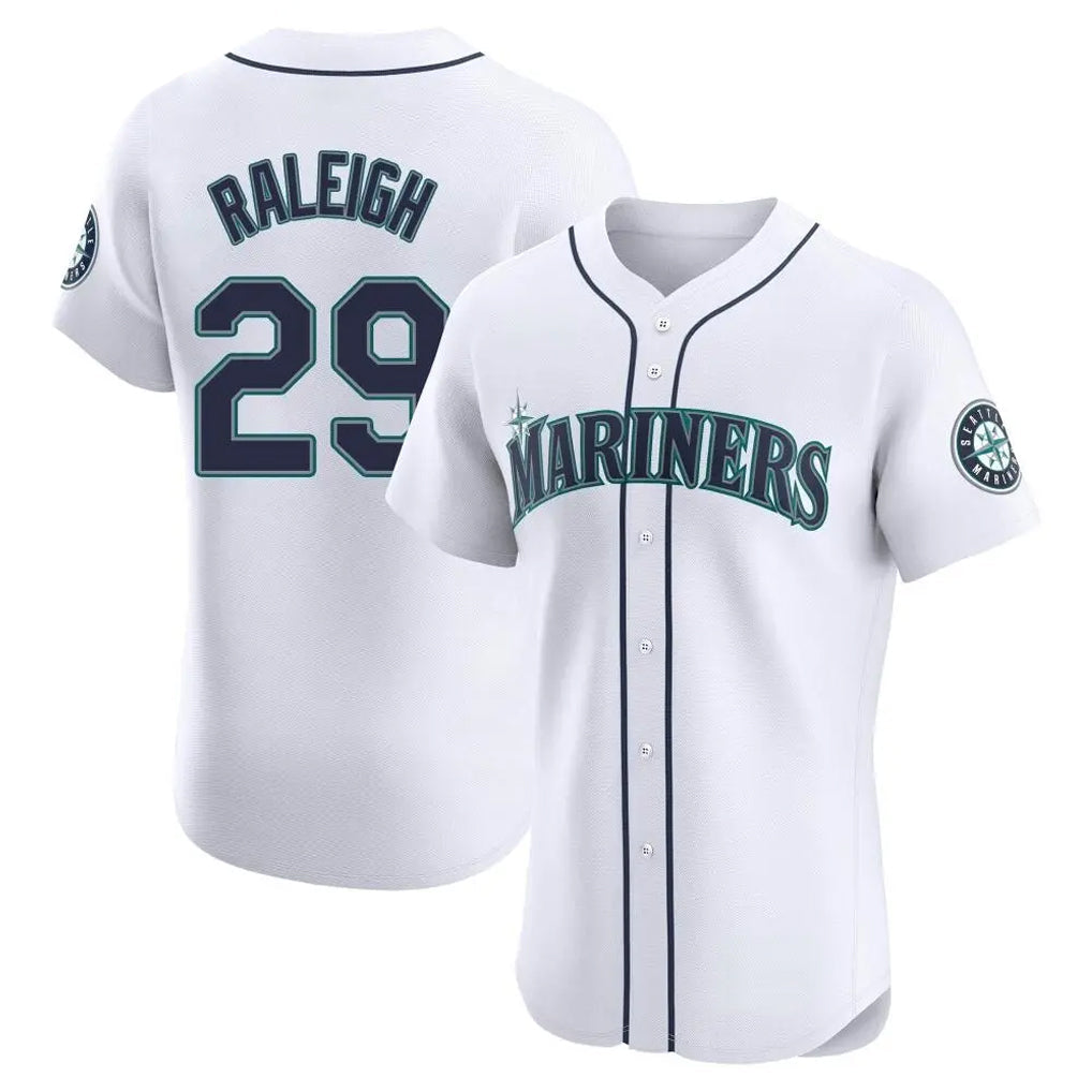 Silnrao S.Mariners #29 Cal Raleigh Player White Home Limited Elite Stitched Jerseys