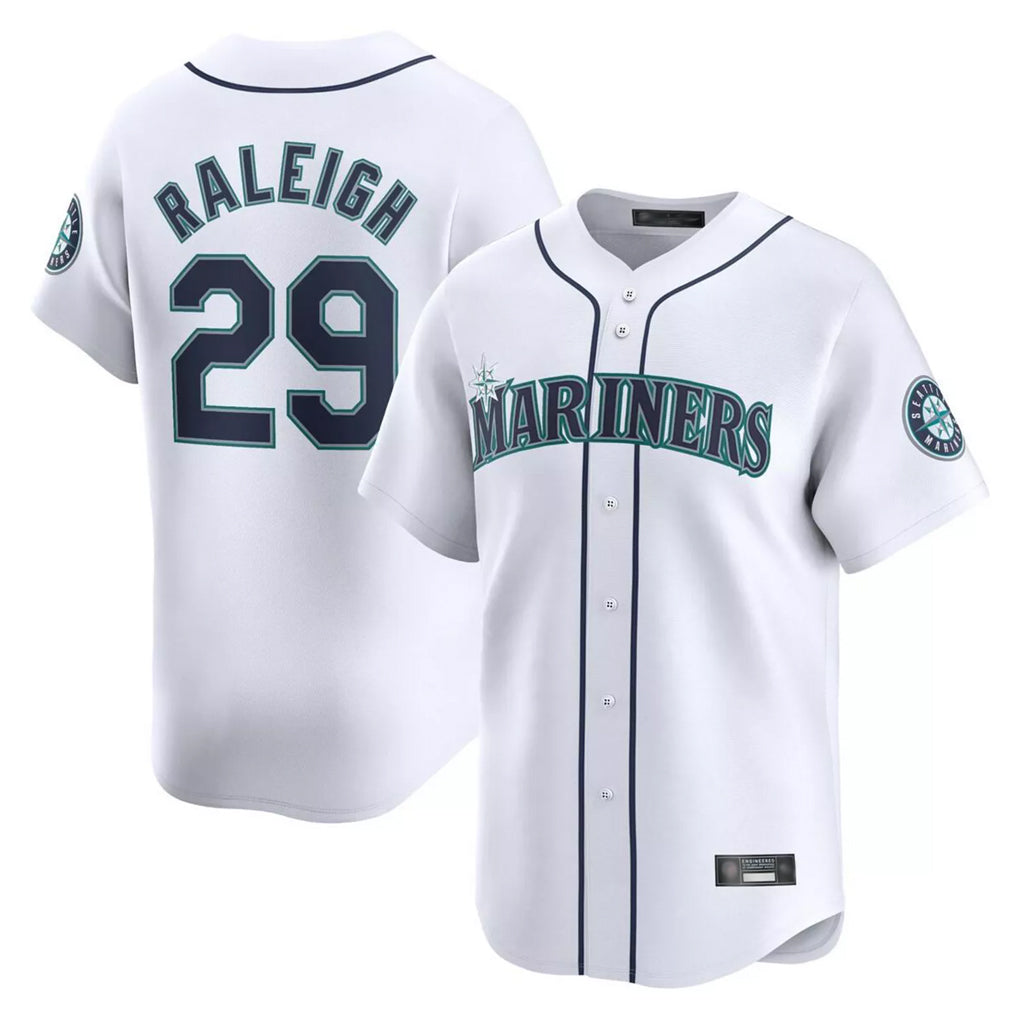 Silnrao S.Mariners #29 Cal Raleigh Player White Home Limited Stitched Jerseys