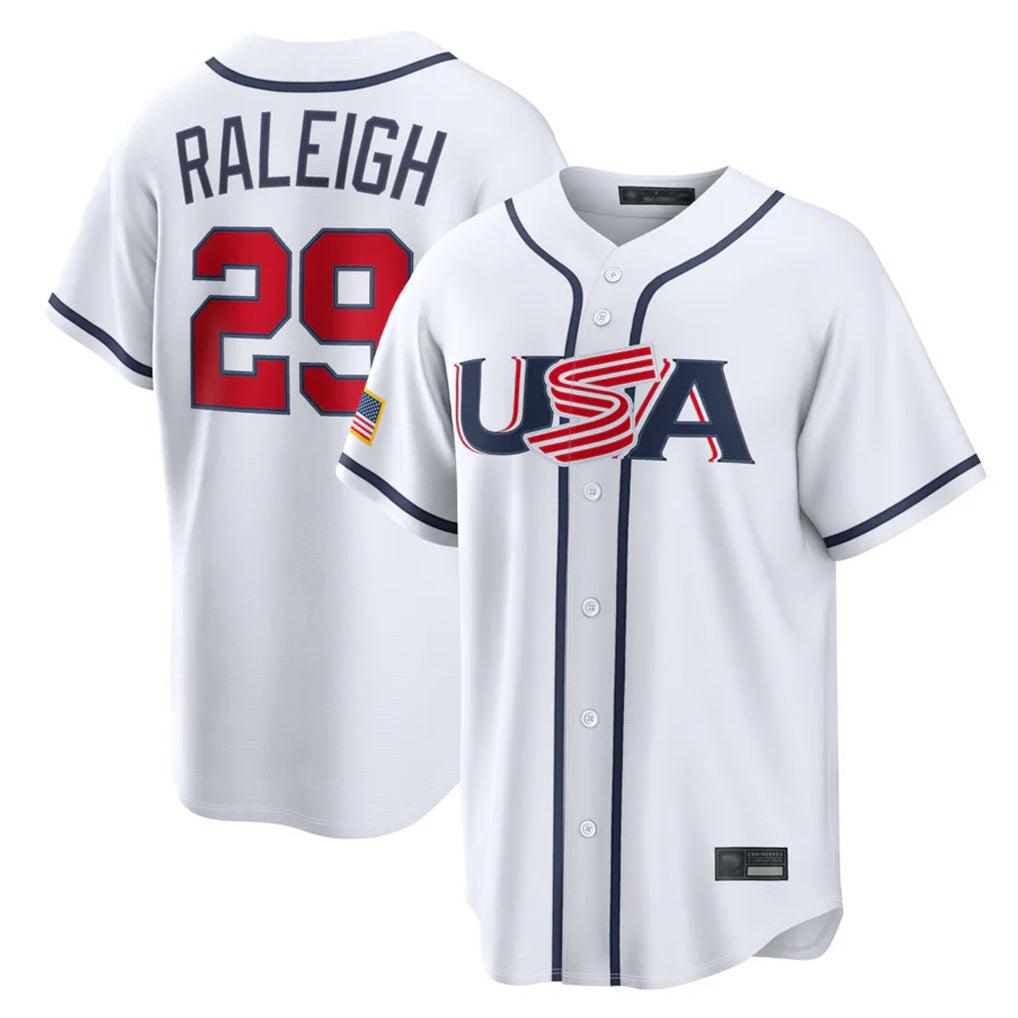 Silnrao S.Mariners #29 Cal Raleigh Player White USA 2026 World Classic Game Stitched Jerseys