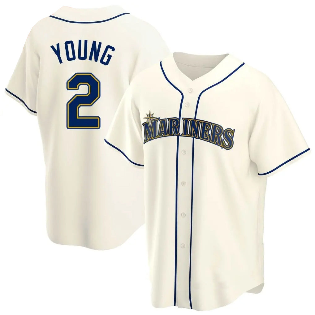Silnrao S.Mariners #2 Cole Young Player Cream Home Game Stitched Jerseys