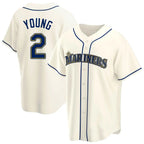 Silnrao S.Mariners #2 Cole Young Player Cream Home Game Stitched Jerseys