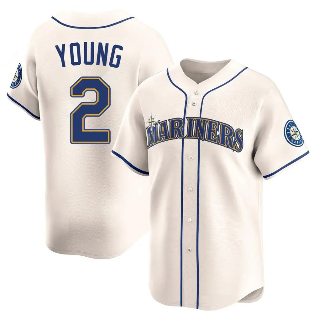 Silnrao S.Mariners #2 Cole Young Player Cream Home Limited Stitched Jerseys