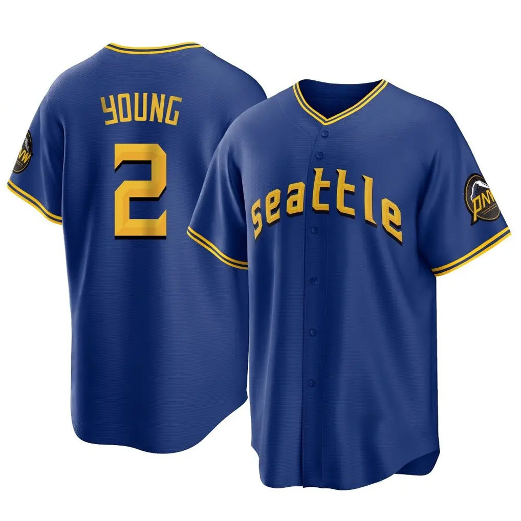 Silnrao S.Mariners #2 Cole Young Player Royal City Connect Home Game Stitched Jerseys