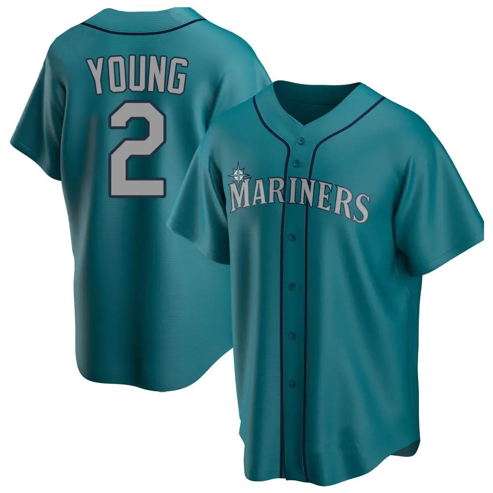 Silnrao S.Mariners #2 Cole Young Player Teal Home Game Stitched Jerseys