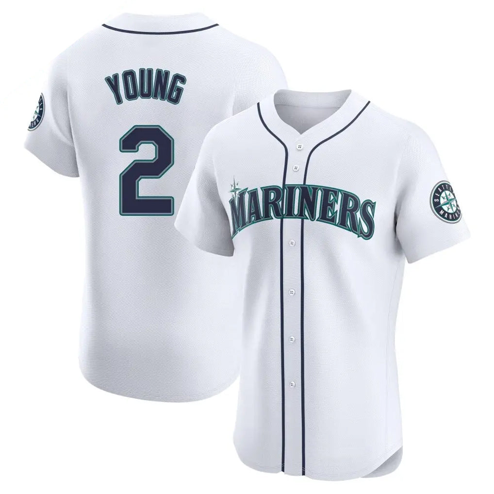 Silnrao S.Mariners #2 Cole Young Player White Home Limited Elite Stitched Jerseys