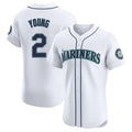 Silnrao S.Mariners #2 Cole Young Player White Home Limited Elite Stitched Jerseys