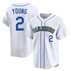 Silnrao S.Mariners #2 Cole Young Player White Throwback Cooperstown Collection Limited Game Stitched Jerseys