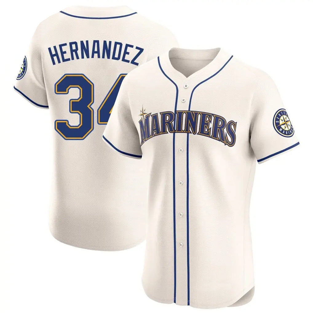 Silnrao S.Mariners #34 Felix Hernandez Player Cream Home Limited Elite Stitched Jerseys