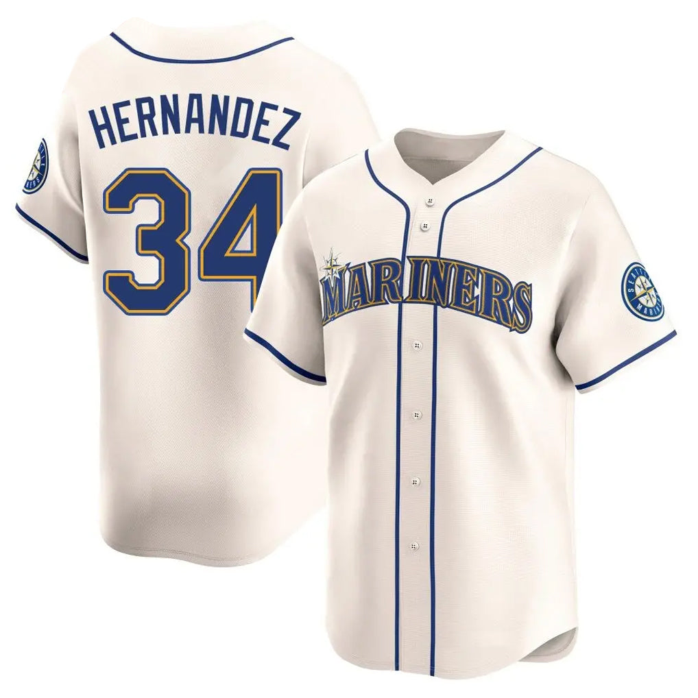 Silnrao S.Mariners #34 Felix Hernandez Player Cream Home Limited Stitched Jerseys
