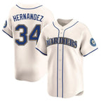 Silnrao S.Mariners #34 Felix Hernandez Player Cream Home Limited Stitched Jerseys