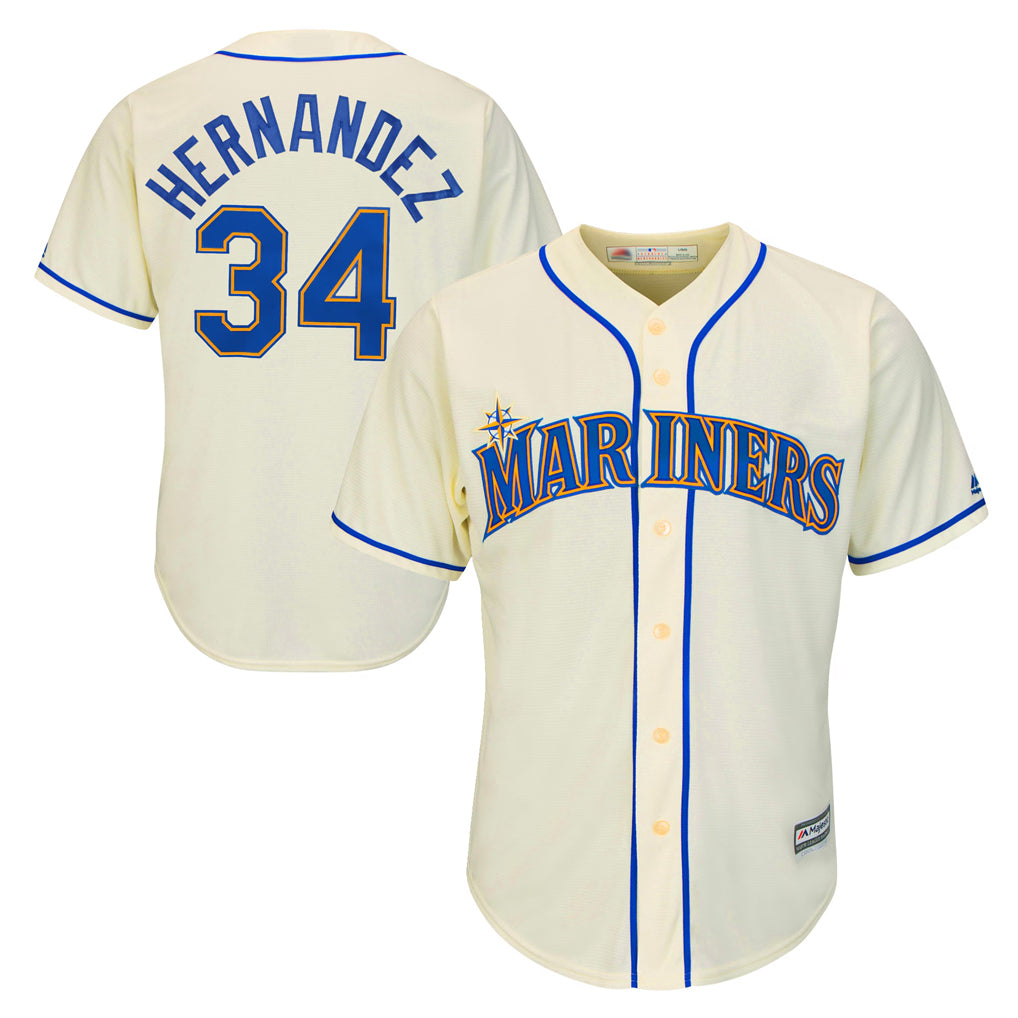 Silnrao S.Mariners #34 Felix Hernandez Player Cream Majestic Home Cool Base Limited Stitched Jerseys