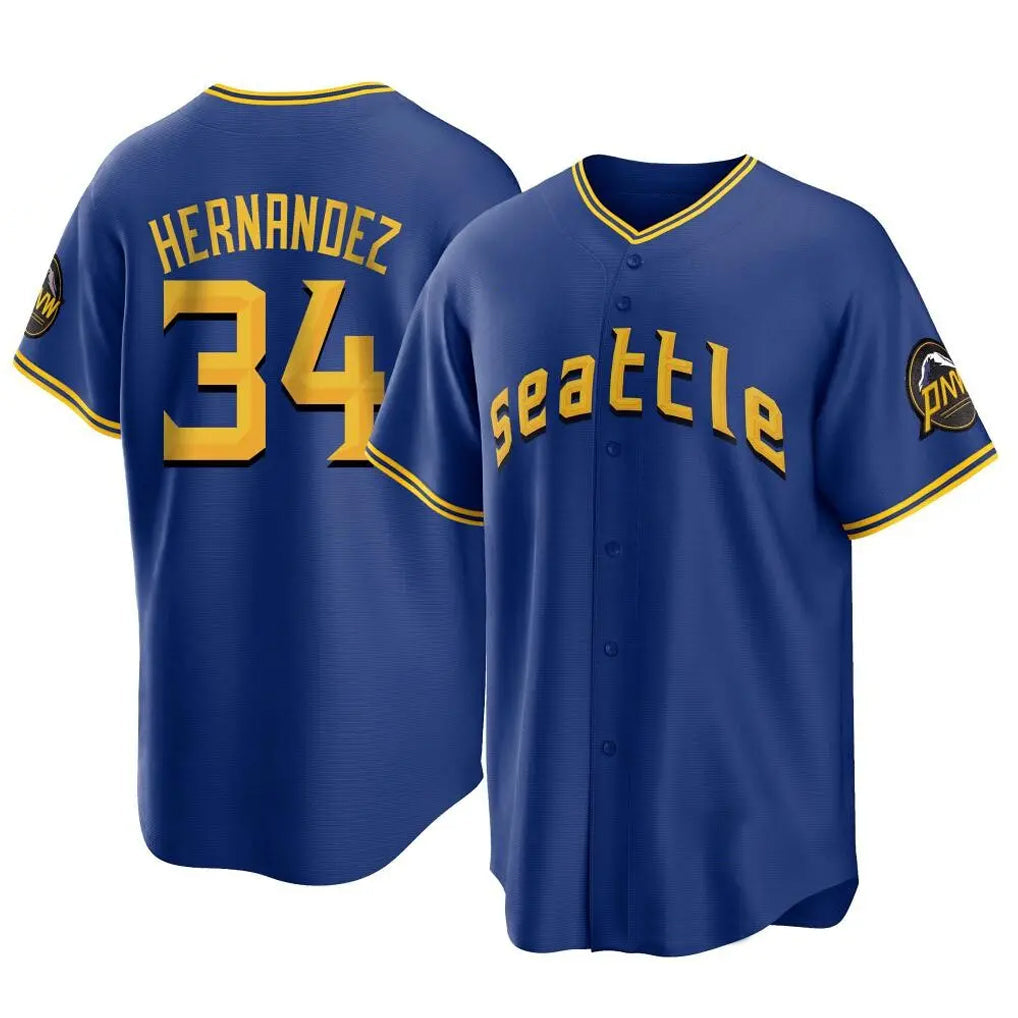 Silnrao S.Mariners #34 Felix Hernandez Player Royal City Connect Home Game Stitched Jerseys