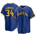 Silnrao S.Mariners #34 Felix Hernandez Player Royal City Connect Home Game Stitched Jerseys