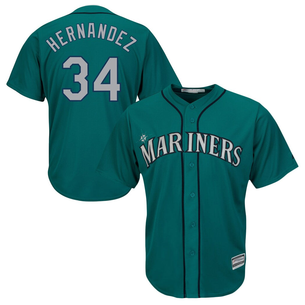 Silnrao S.Mariners #34 Felix Hernandez Player Teal Majestic Cool Base Limited Stitched Jerseys