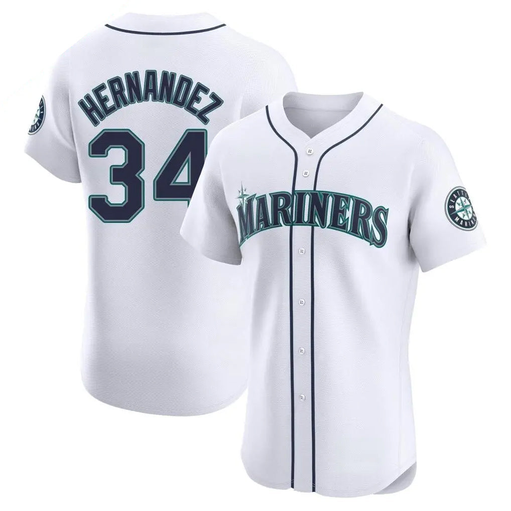 Silnrao S.Mariners #34 Felix Hernandez Player White Home Limited Elite Stitched Jerseys