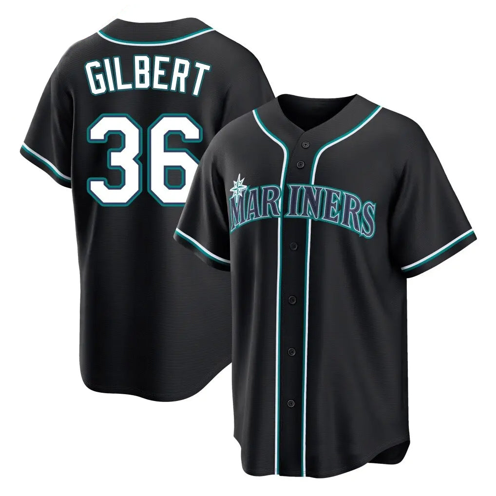 Silnrao S.Mariners #36 Logan Gilbert Player Black Fashion Home Limited Stitched Jerseys