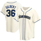 Silnrao S.Mariners #36 Logan Gilbert Player Cream Home Game Stitched Jerseys