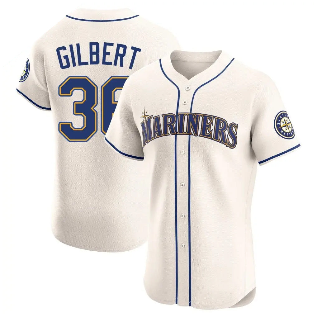 Silnrao S.Mariners #36 Logan Gilbert Player Cream Home Limited Elite Stitched Jerseys