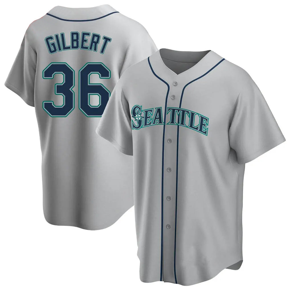Silnrao S.Mariners #36 Logan Gilbert Player Gray Home Game Stitched Jerseys