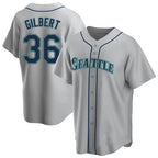 Silnrao S.Mariners #36 Logan Gilbert Player Gray Home Game Stitched Jerseys