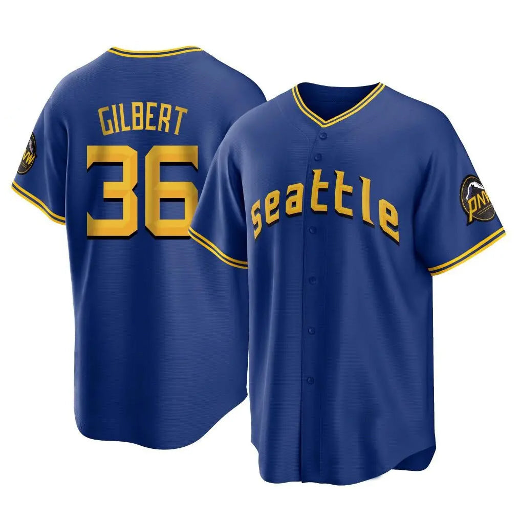 Silnrao S.Mariners #36 Logan Gilbert Player Royal City Connect Home Game Stitched Jerseys