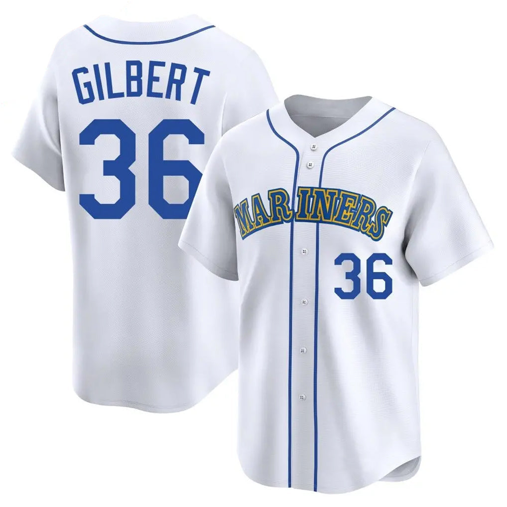 Silnrao S.Mariners #36 Logan Gilbert Player White Throwback Cooperstown Collection Limited Game Stitched Jerseys