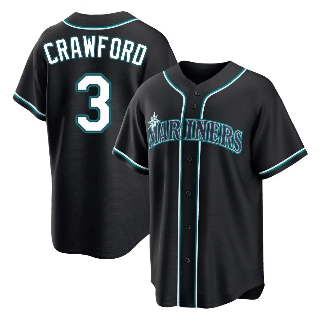 Silnrao S.Mariners #3 J.P. Crawford Player Black Fashion Home Limited Stitched Jerseys