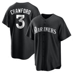 Silnrao S.Mariners #3 J.P. Crawford Player Black Home Limited Stitched Jerseys