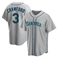Silnrao S.Mariners #3 J.P. Crawford Player Gray Home Game Stitched Jerseys