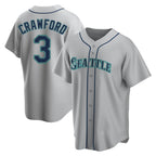 Silnrao S.Mariners #3 J.P. Crawford Player Gray Home Game Stitched Jerseys