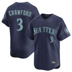 Silnrao S.Mariners #3 J.P. Crawford Player Navy Home Limited Stitched Jerseys