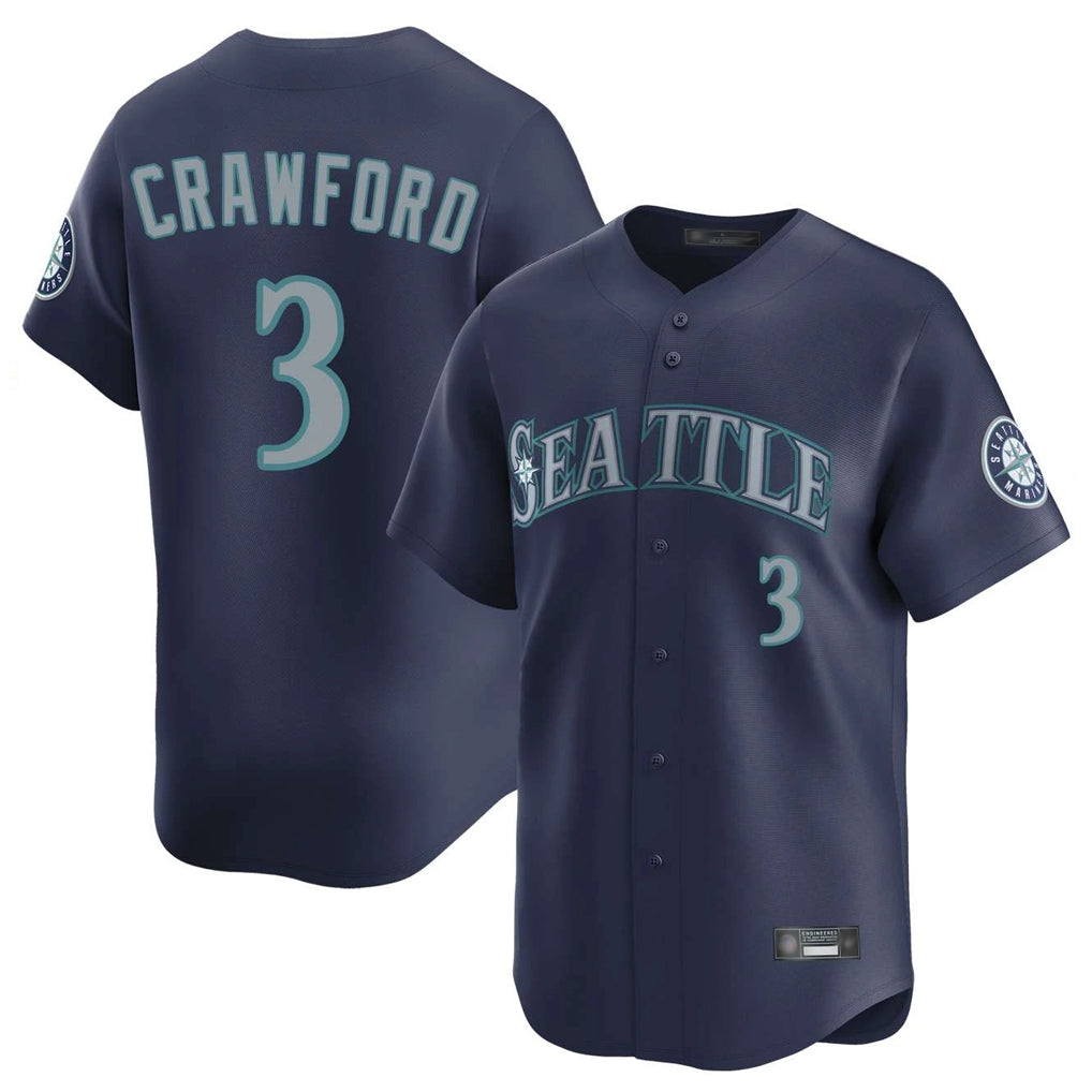 Silnrao S.Mariners #3 J.P. Crawford Player Navy Home Limited Stitched Jerseys