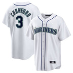 Silnrao S.Mariners #3 J.P. Crawford Player White Home Game Stitched Jerseys