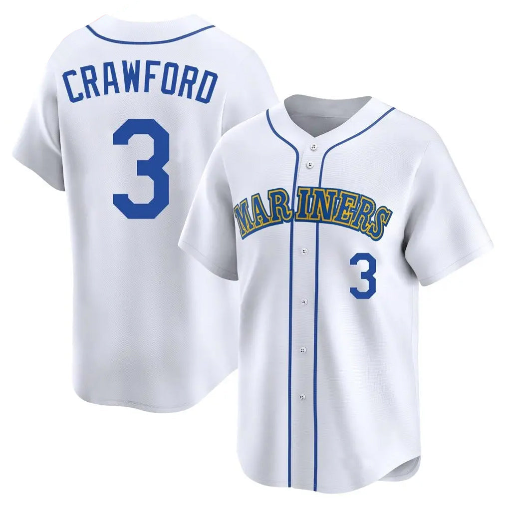 Silnrao S.Mariners #3 J.P. Crawford Player White Pitch Fashion Game Stitched Jerseys