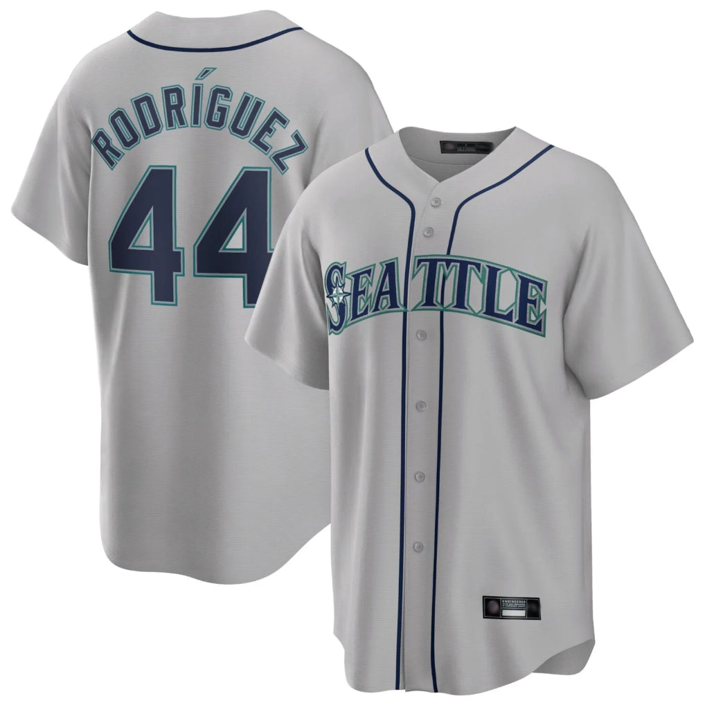 Silnrao S.Mariners #44 Julio Rodriguez Player Gray Home Game Stitched Jerseys