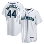 Silnrao S.Mariners #44 Julio Rodriguez Player White Home Game Stitched Jerseys