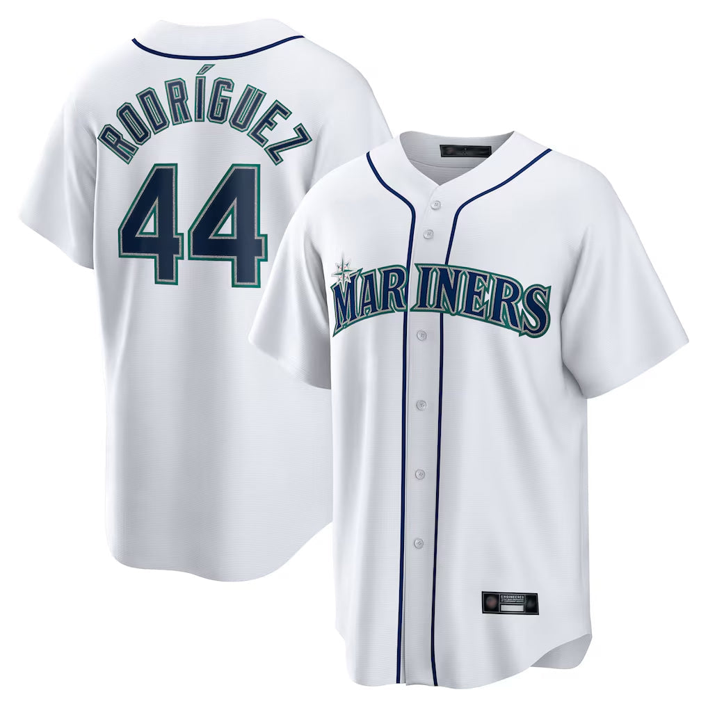 Silnrao S.Mariners #44 Julio Rodriguez Player White Home Game Stitched Jerseys