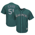 Silnrao S.Mariners #51 Ichiro Suzuki Player Aqua Majestic Cool Base Limited Stitched Jerseys